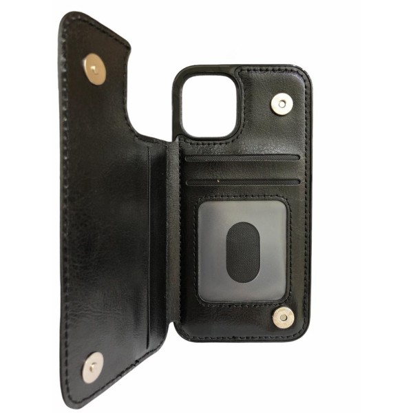 Premium Back Wallet Leather Case - Premium δερμάτινη Θήκη πορτοφόλι για Apple iPhone 12 MINI Μαύρη