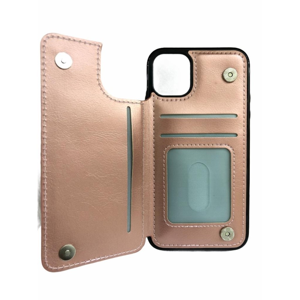 Premium Back Wallet Leather Case - Premium δερμάτινη Θήκη πορτοφόλι για Apple iPhone 11 Ροζ