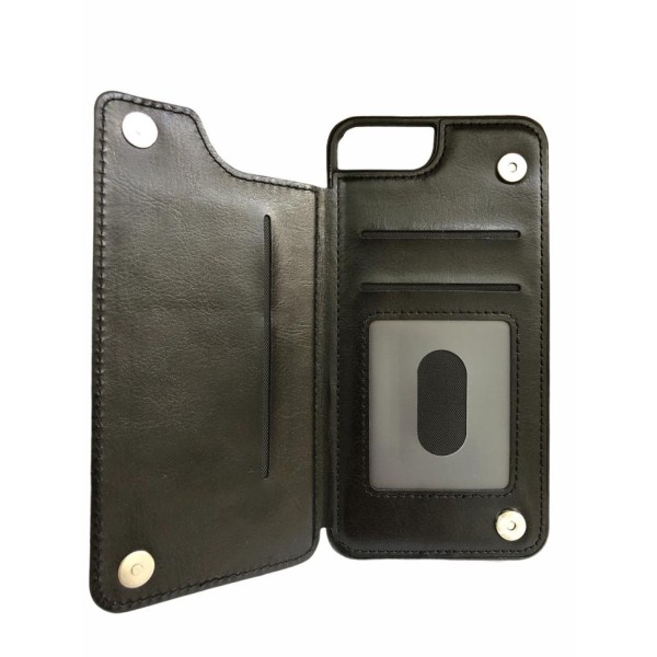 Premium Back Wallet Leather Case - Premium δερμάτινη Θήκη πορτοφόλι για Apple iPhone 7/8 PLUS  Μαύρη