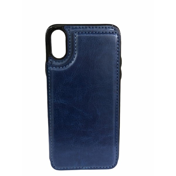 Premium Back Wallet Leather Case - Premium δερμάτινη Θήκη πορτοφόλι για Apple iPhone X/XS Μπλε