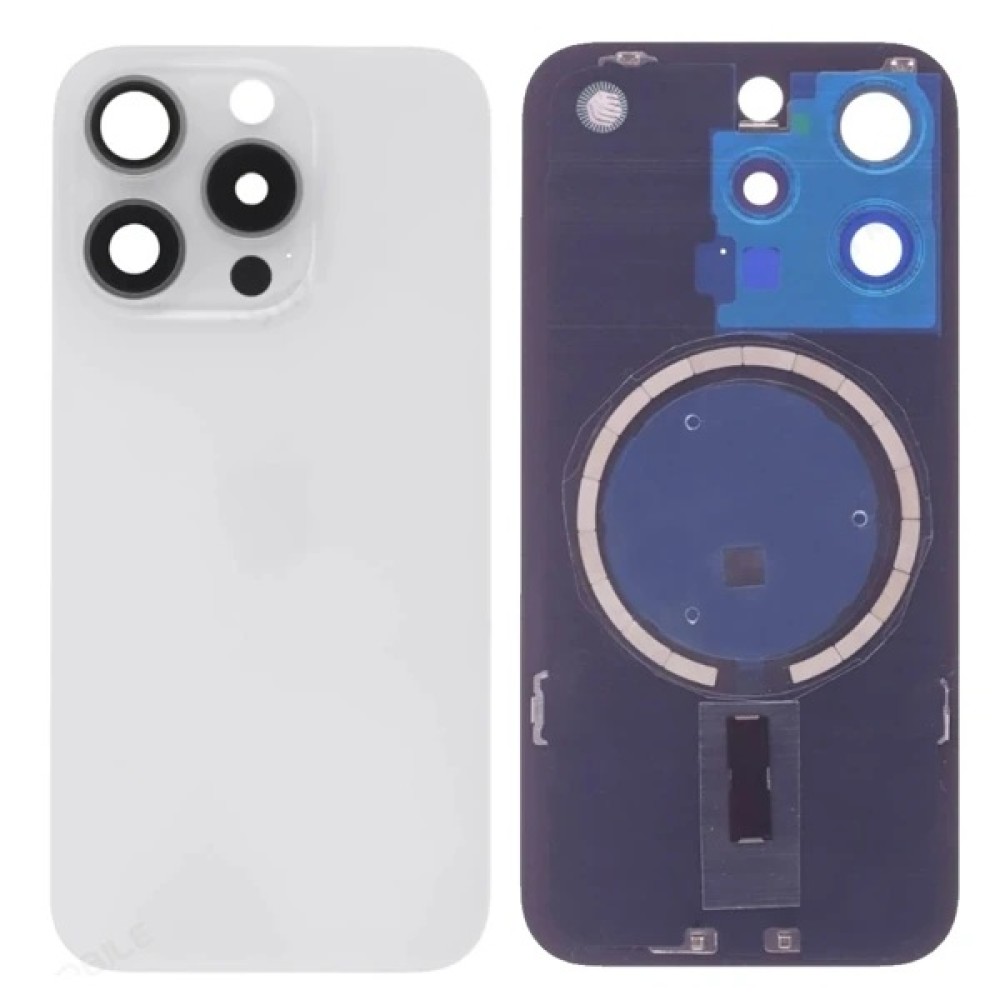 ΚΑΠΑΚΙ ΜΠΑΤΑΡΙΑΣ APPLE IPHONE 15 PRO WHITE TITANIUM (HIGH QUALITY)