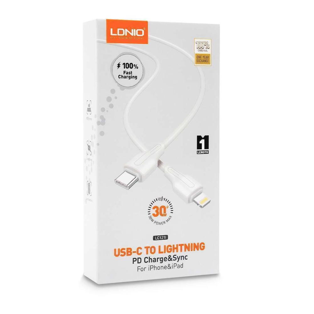 LDNIO ΚΑΛΩΔΙΟ ΦΟΡΤΙΣΗΣ USB-C TO LIGHTNING 1M 30W