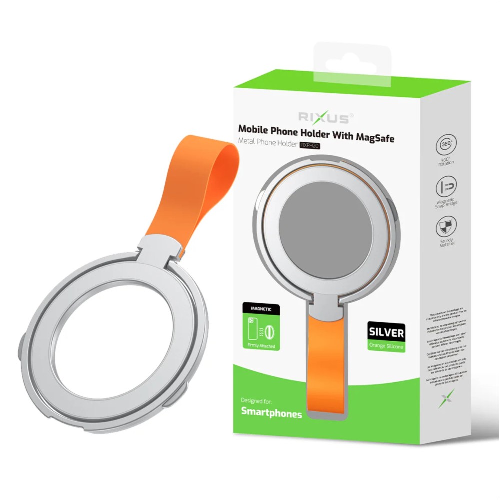 Rixus RXPH20SO Mobile Phone Holder With MagSafe Silver + Orange