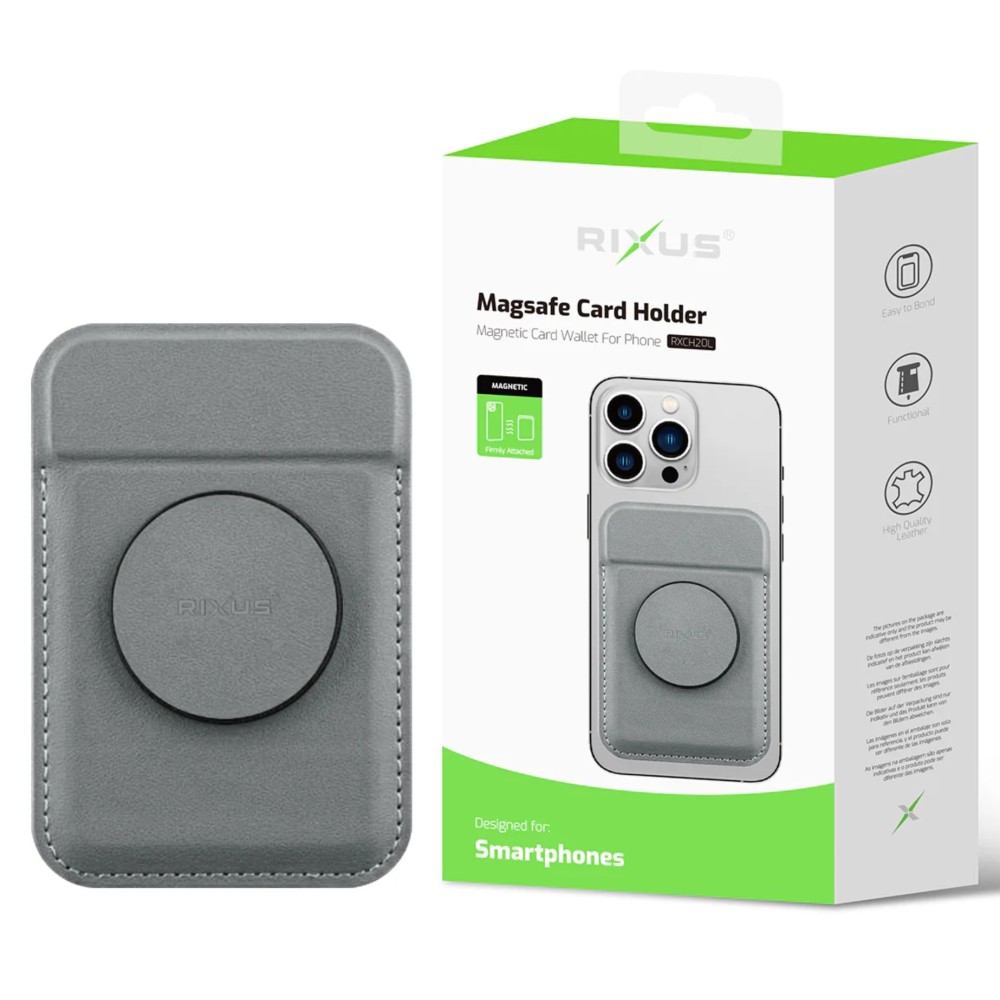 Rixus RXCH20L Card Holder With MagSafe Light Gray