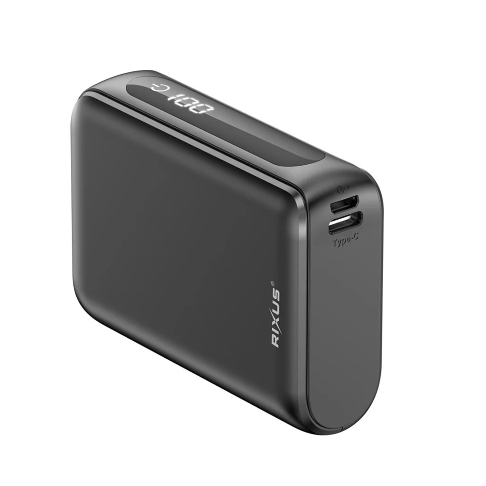 Rixus RXPB24 Compact Powerbank Digital Display 10000mAh Black
