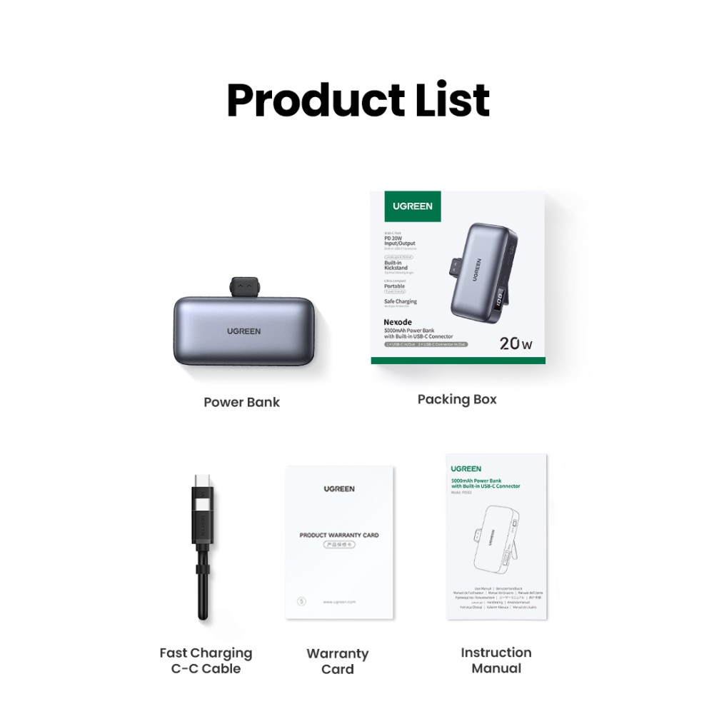 UGREEN POWERBANK 5000 mAh 20W PD (PB503) ΓΚΡΙ
