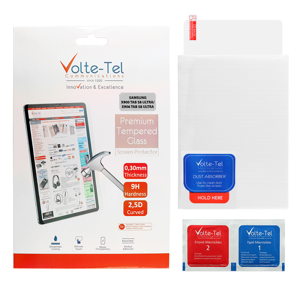 VOLTE-TEL TEMPERED GLASS SAMSUNG X910 TAB S8 / S9 ULTRA/X900 TAB S8 ULTRA 14.6" 9H 0.30mm 2.5D FULL GLUE