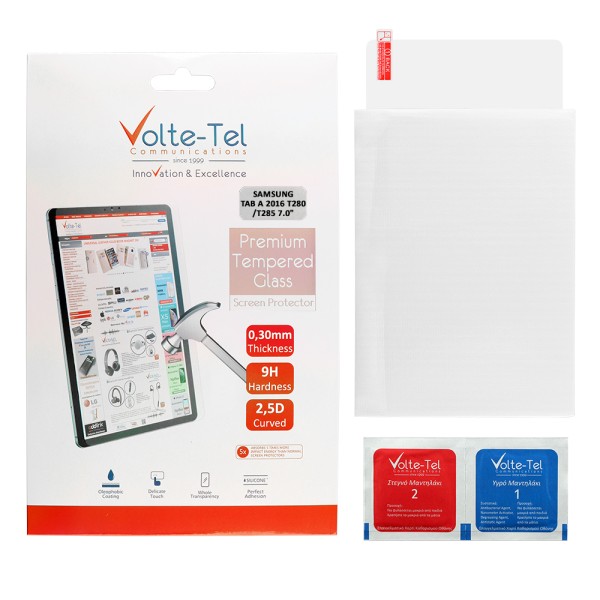 VOLTE-TEL TEMPERED GLASS SAMSUNG TAB A 2016 T280/T285 7.0" 9H 0.30mm 2.5D FULL GLUE