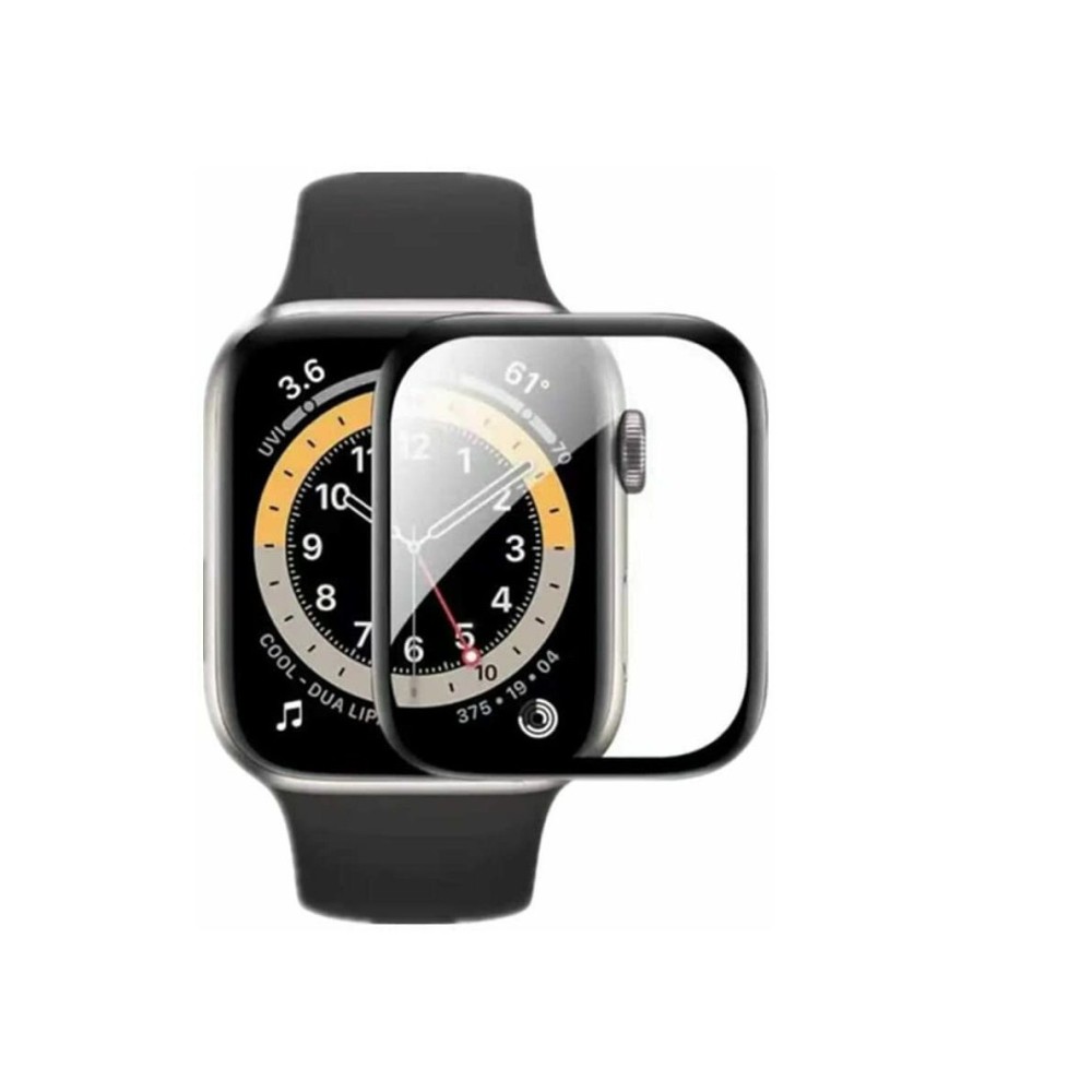 VOLTE-TEL TEMPERED PLEXI GLASS APPLE WATCH 7/8/9 45mm 3D EDGE 1.9" 0.30mm FULL COVER WITH INSTALLATION TOOL BLACK