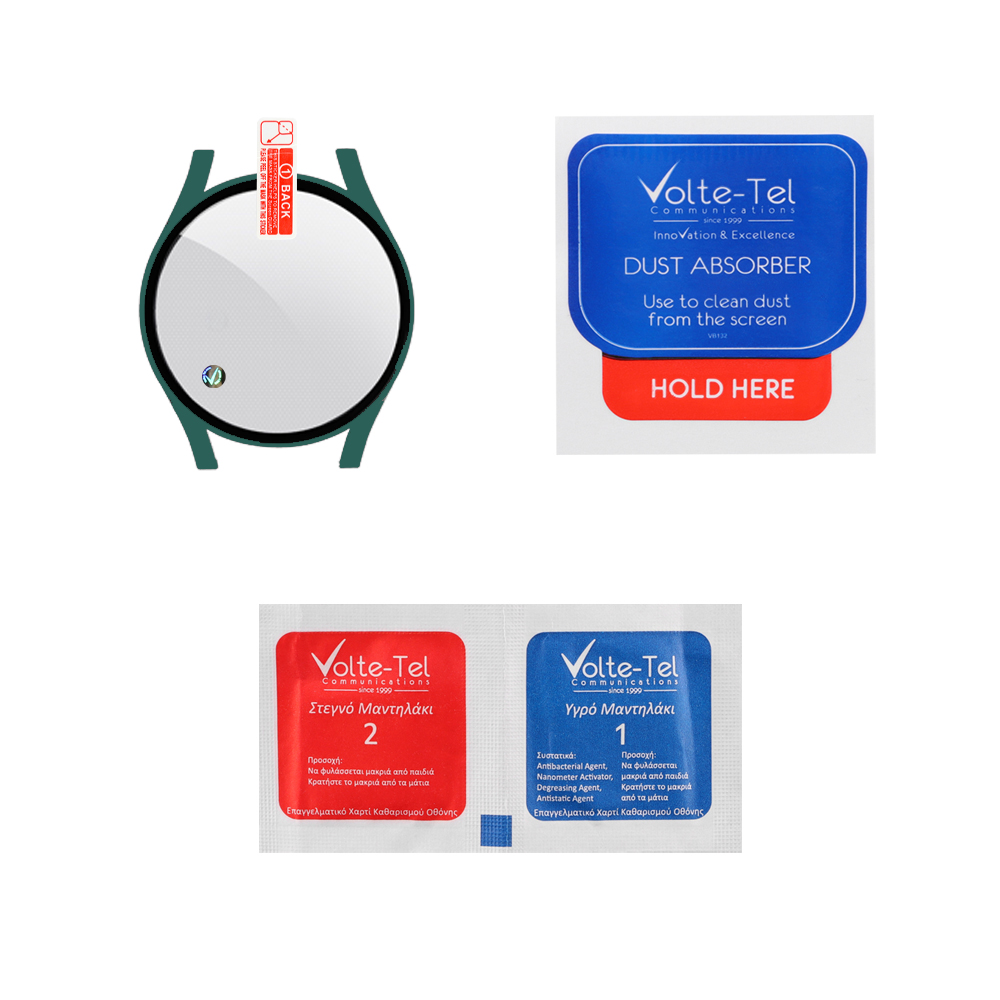 VOLTE-TEL TEMPERED GLASS SAMSUNG WATCH 5 44mm 1.4" 9H 0.30mm PC EDGE COVER WITH KEY 3D FULL GLUE FULL COVER GREEN VOLTE-TEL TEMPERED GLASS SAMSUNG WATCH 5 44mm 1.4" 9H 0.30mm PC EDGE COVER WITH KEY 3D FULL GLUE FULL COVER GREEN