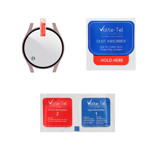VOLTE-TEL TEMPERED GLASS SAMSUNG WATCH 5 44mm 1.4" 9H 0.30mm PC EDGE COVER WITH KEY 3D FULL GLUE FULL COVER ROSE GOLD