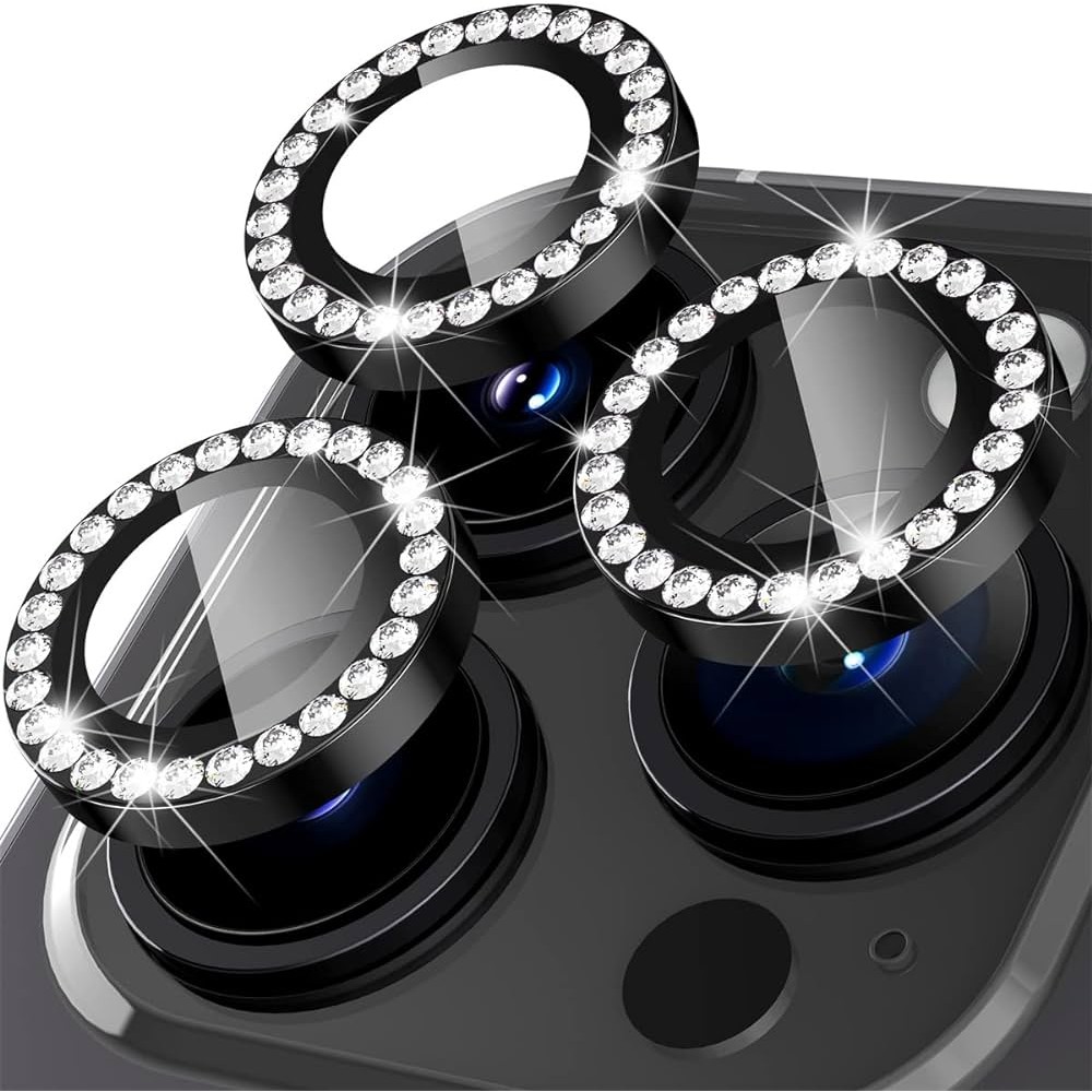 ΠΡΟΣΤΑΤΕΥΤΙΚΟ ΤΖΑΜΑΚΙ ΚΑΜΕΡΑΣ DIAMOND GLASS METAL RING LENS BLACK ΓΙΑ IPHONE 15 PRO / PRO MAX