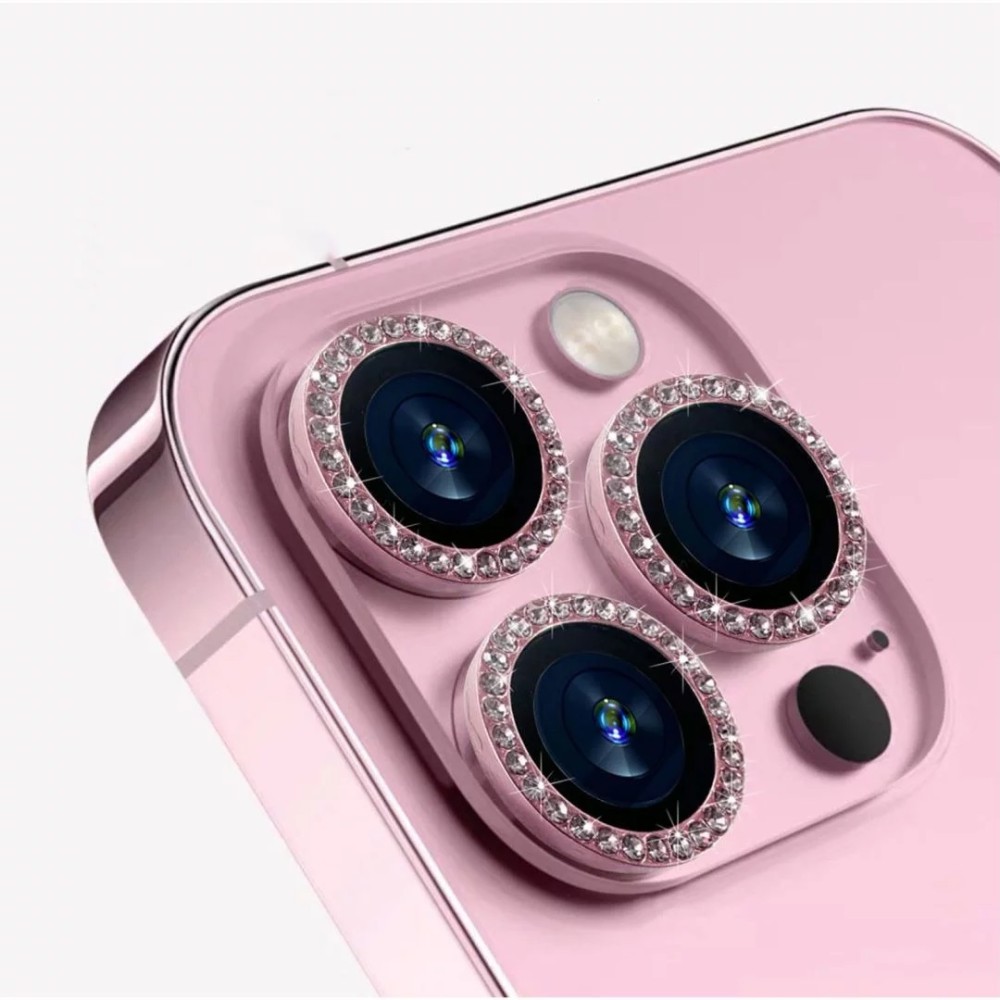 ΠΡΟΣΤΑΤΕΥΤΙΚΟ ΤΖΑΜΑΚΙ ΚΑΜΕΡΑΣ DIAMOND GLASS METAL RING LENS PINK ΓΙΑ IPHONE 15 PRO / PRO MAX