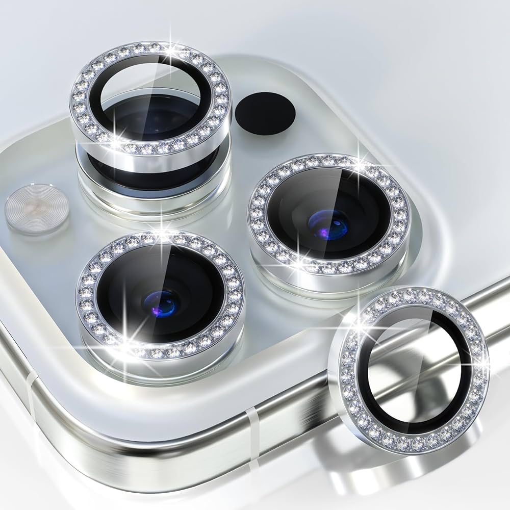 ΠΡΟΣΤΑΤΕΥΤΙΚΟ ΤΖΑΜΑΚΙ ΚΑΜΕΡΑΣ DIAMOND GLASS METAL RING LENS SILVER ΓΙΑ IPHONE 15 PRO / PRO MAX
