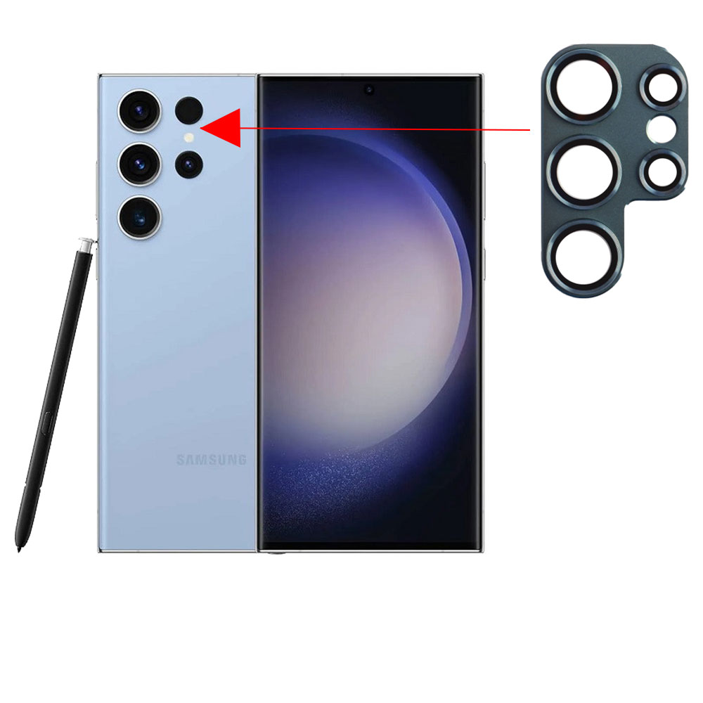 VOLTE-TEL CAMERA GLASS COVER SAMSUNG S23 ULTRA 5G S918 6.8" 9H 0.30MM 3D ALUMINIUM-ELECTROPLATING FRAME BLUE